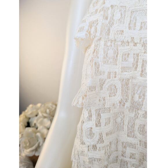 Patterson J. Kincaid Tank Top XS Ivory Tiered Lace Cotton Dressy Coquette Boho - Picture 4 of 12